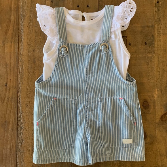7 FOR ALL MANKIND GIRLS STRIPED TODDLER OVERALL - Picture 1 of 7